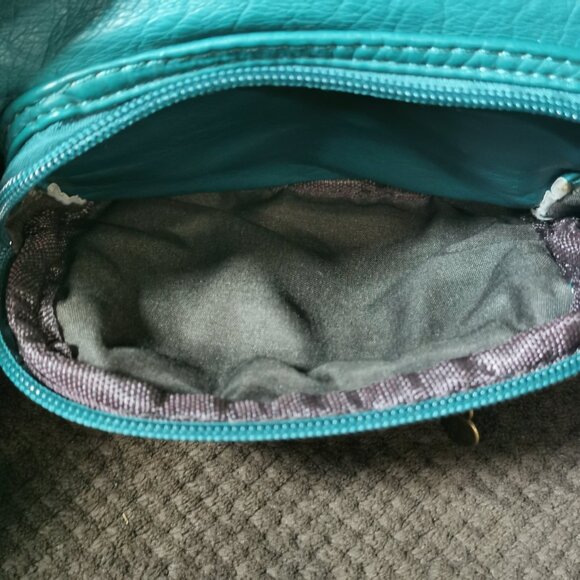 Aqua/Brass Faux Leather Crossbody EUC #245 - Picture 6 of 16